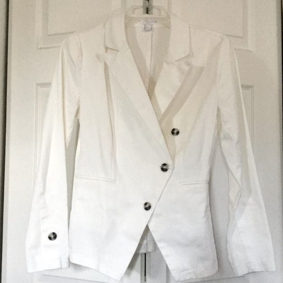 NWOT Venus White Twill Button-Front Hourglass Blazer - Picture 1 of 7